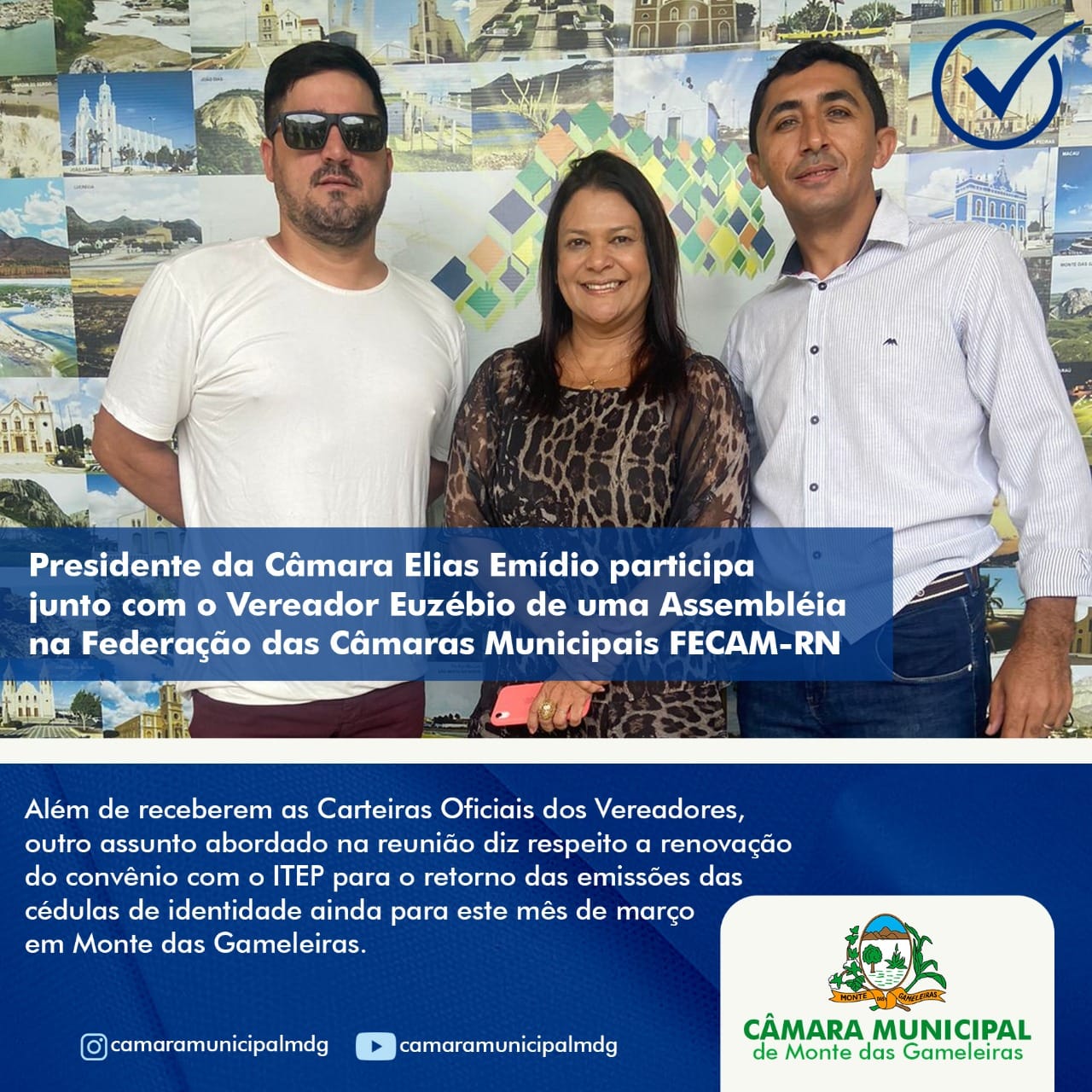 Presidente da Câmara participa de assembleia geral na Federação das Câmaras do Rio Grande do Norte (FECAM/RN).